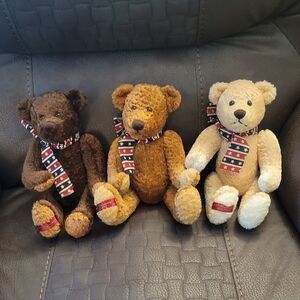 Plush Teddy Bear Trio with Starry Scarves